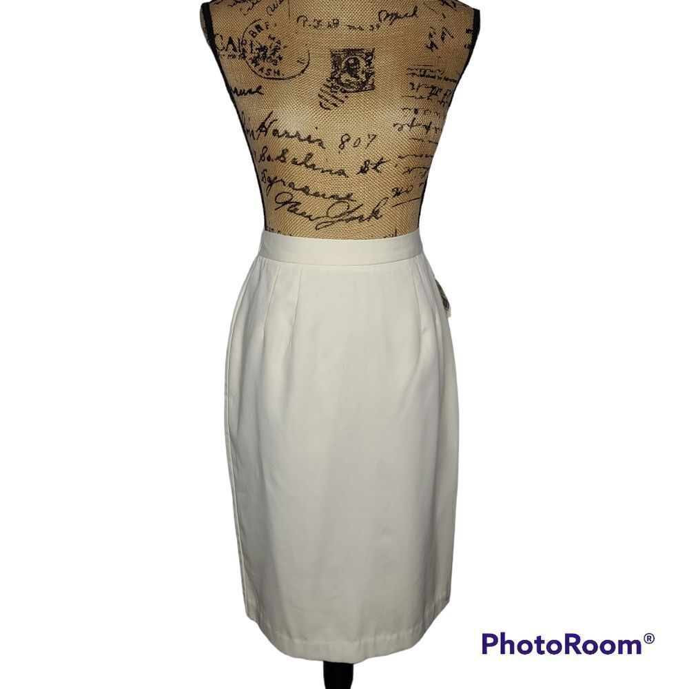 Nwt Deadstock Vintage 80s White Midi Pencil Skirt